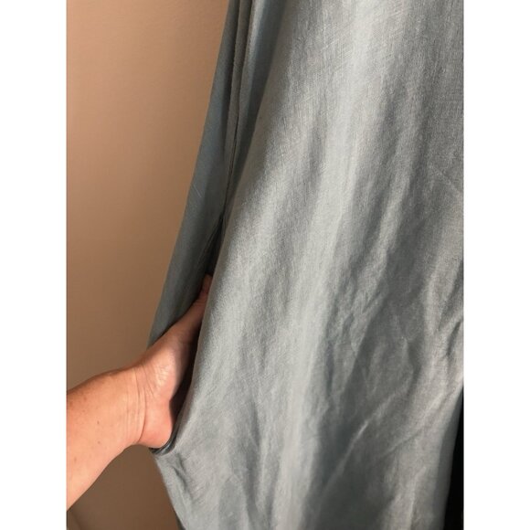 Maen 100% Linen Apron Romper Overall Pants Hankerchief Lagenlook Large pockets - Picture 3 of 15